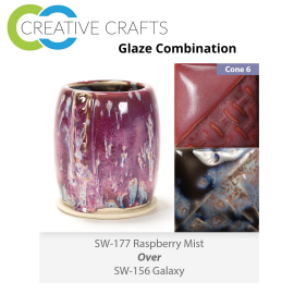 Raspberry Mist SW177 over Galaxy SW156 Stoneware Combination